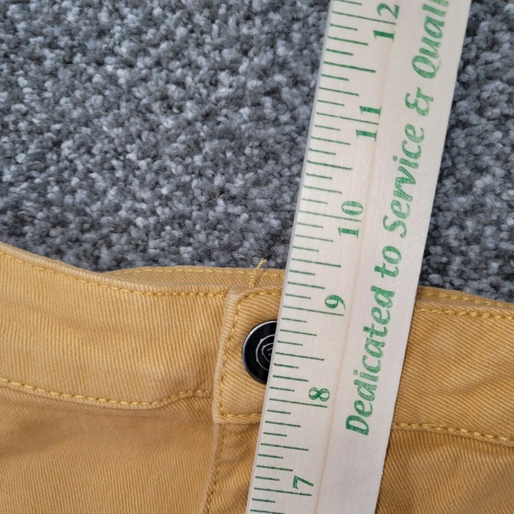 Rock & Roll Denim Mustard Yellow Bargain Button Bell Flare Jeans 29x34 Raw Hem
